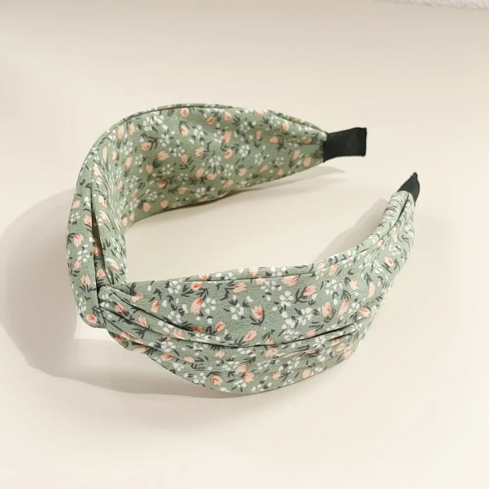 Bohemian Floral Cross Headband Women Wide Bands Hair Hoop Styling Tool Fabric Flower Print Vintage Headwear Accessories Summer