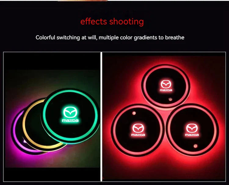 2PCS Car LED Water Cup Mat Drink Holder For Mazda MS Speed CX4 Atenza Axela MX5 CX7 CX5 CX9 RX8 CX30 Bt50