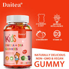 Children's Intelligence Supplement Gummies, Containing Vitamin D, OMEGA + Calcium, Support Attention, Memory, Brain Health