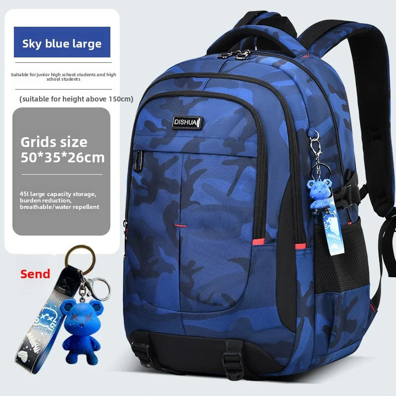 2025 new camouflage backpack for boys High capacity school bag for junior high school students Outdoor travel backpack for men