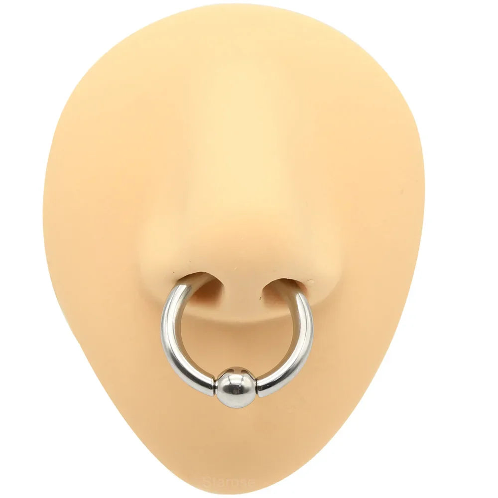 1Pc Large Gauges Stainless Steel CAPTIVE SPRING BEAD RING for Septum Piercing BCR Nose Ring Hoop Expander Earlobe Earrings 00G