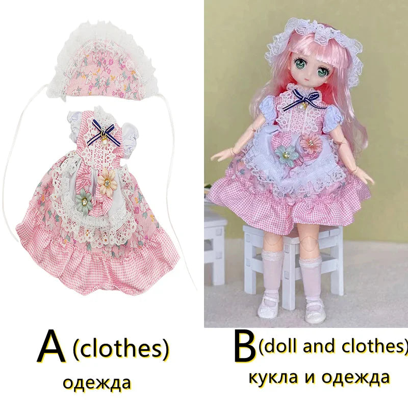 30cm Two-dimensional Doll Comic Face 1/6 Bjd Doll or Dress Up Clothes Children's Girl Birthday Gift Toys Kids Toys