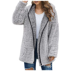 Autumn Winter Women Long Teddy Jacket Warm Thick Fleece Coat Turn Down Collar Plush Coat Woman Casual Long Sleeve Winter Clothes