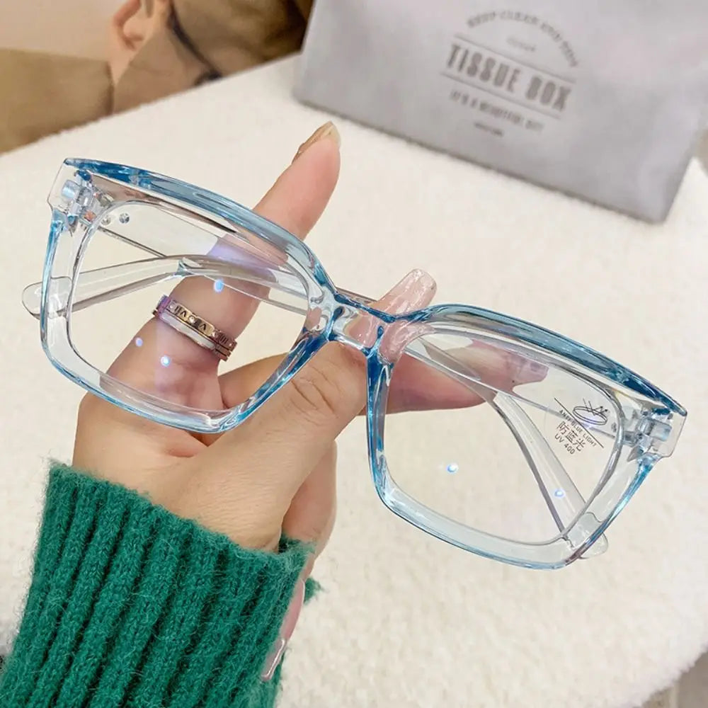2024 Oversized Square Glasses Anti Blue Light Glasses Large Frame Myopia Glasses Flat Light Glasses Transparent Eyeglasses