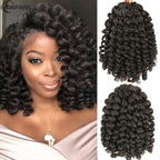 1- 5 Packs 8 inch Jumpy Wand Curl Jamaican Bounce Crochet Hair Natural Black Wand Curls Crochet Hair Short Curly Crochet Braids