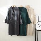 2025 Japanese New Spring/Summer Couple Kimono Robe 100% Cotton Crepe Cloth Men's and Women's Bathrobe Thin Home Sleeping Robe