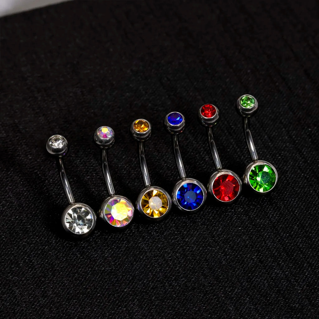 1PC G23 Titanium Crystal Gem Curved Barbell Rings Belly Button Navel Rings Piercings Nombril Ombligo Piercing Charming Jewelry