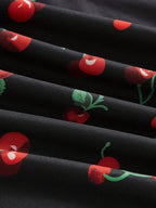 Cherry Printed Vintage Summer Dresses Y2kWomen Swing Robe Party Dress 2025 New Casual Vestidos Sexy Strapless A-Line Sundresses