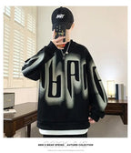 Autumn Winter Long Sleeve Print Letter Casual Hoodies Sweatshirts Thick Fake Two Pieces Fashion Tops Korean Trend Men Clothing