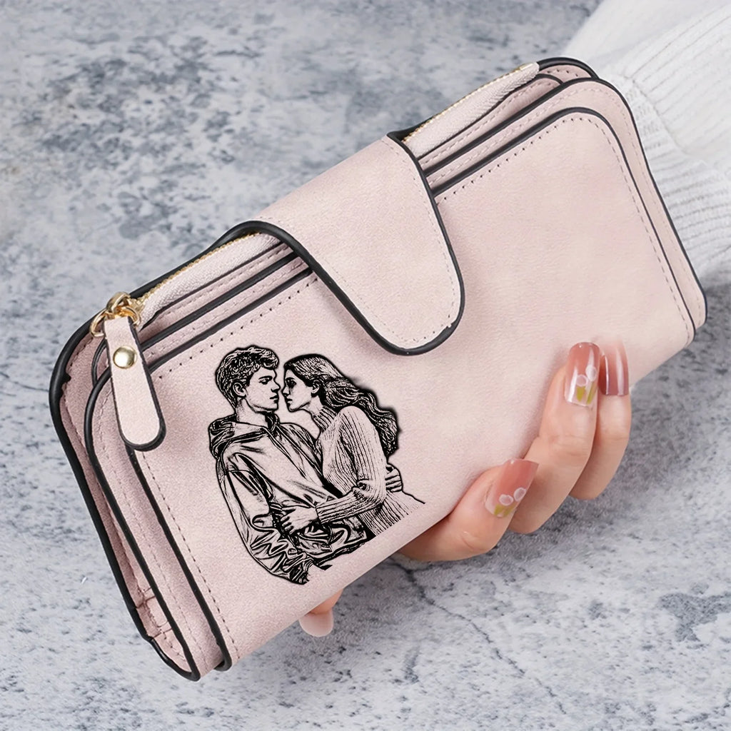 1pc Personalized Photo Custom Women's Long Wallet Custom Picture Coin Purse with Zipper Multi-Card Slot Multifunction Card Hold