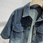 Denim Shirt  Women's Summer 2024 New Turndown Collar Loose Casual Short Jacket Fashion Short Sleeved Single Breasted Thin Top