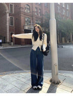 AOSSVIAO Knitted Casual Cardigan 2025 Autumn Winter Elegance Solid Color V-neck Sweater Unique and Niche Slim Fit Tops