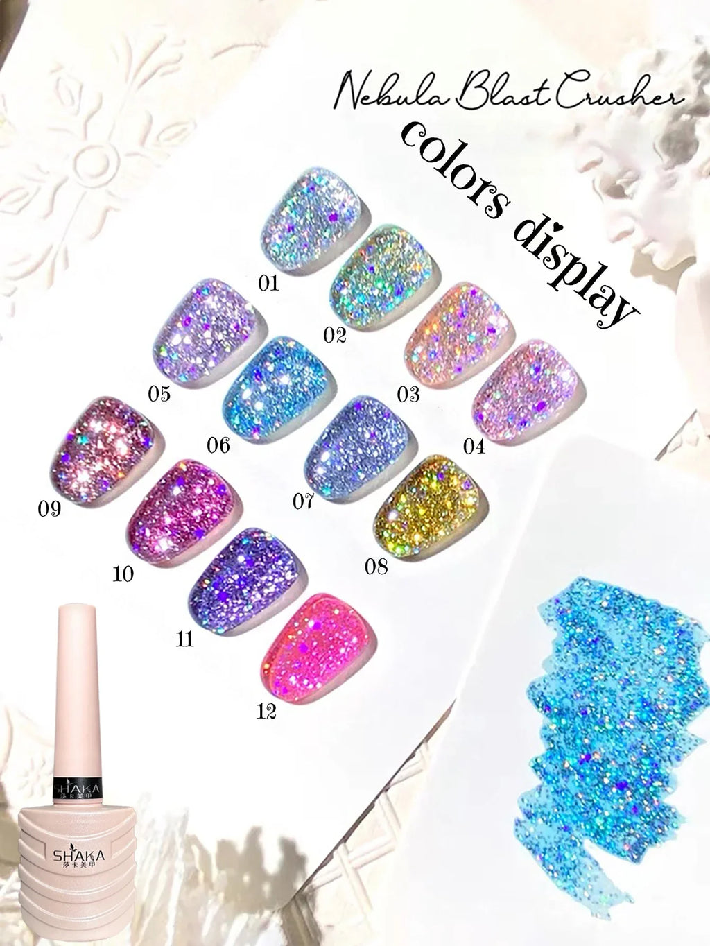 1-3pcs PSK 2025 New Whitening Purple Glass Beads Starry Crystal Nail Art Purple Glass Bead Cat Eye Gel Nail Polish Nail Supplies