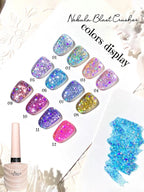 1-3pcs PSK 2025 New Whitening Purple Glass Beads Starry Crystal Nail Art Purple Glass Bead Cat Eye Gel Nail Polish Nail Supplies