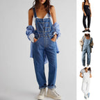 2023 Summer Black Jumpsuit Women Loose Dungarees Overalls Wide Leg Women Long Jumpsuit Ladies Overalls For Women