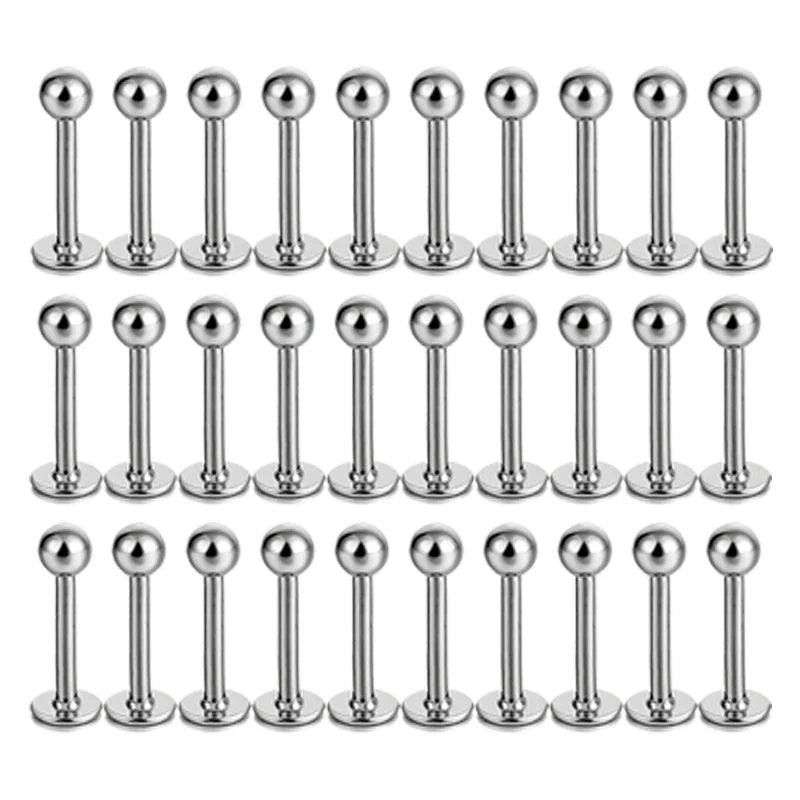10-100pcs/lot Stainless Steel Labret Lip Bar Rings Stud Tragus Helix Bar Ear Cartilage Piercings Jewelry for Women Men 3mm Ball