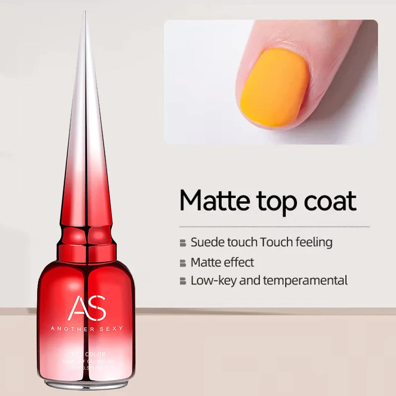 AS GEL Russian Matte Top Coat UV Gel Nail Polish 15ML Frosted Non Stick Powder Mat Top Coat No Wipe Semi Permanent Seal Gels