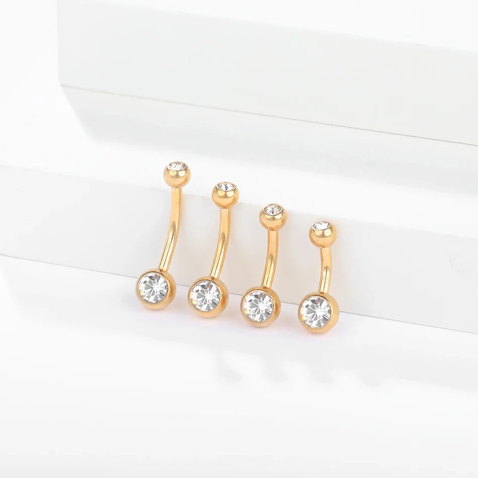 10pcs/lot Titanium CZ Crystal Belly Button Ring Navel Bar Piercing 6/8/10/12mm Belly Nombril Piercing Sexy Jewelry for Women 14G