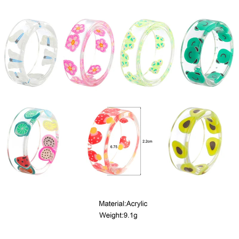 2022 Summer Colorful Ring Set Wholesale Fashion Geometric Chain Candy Color Irregular Opening Rings Women Party Finger Jewelry