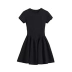 Audrey Hepburn Inspired Chic Short Sleeve Dress 2025 Summer Petite Slimming Fit Sweet-Sexy Vibe Casual Elegant Women's Fashion