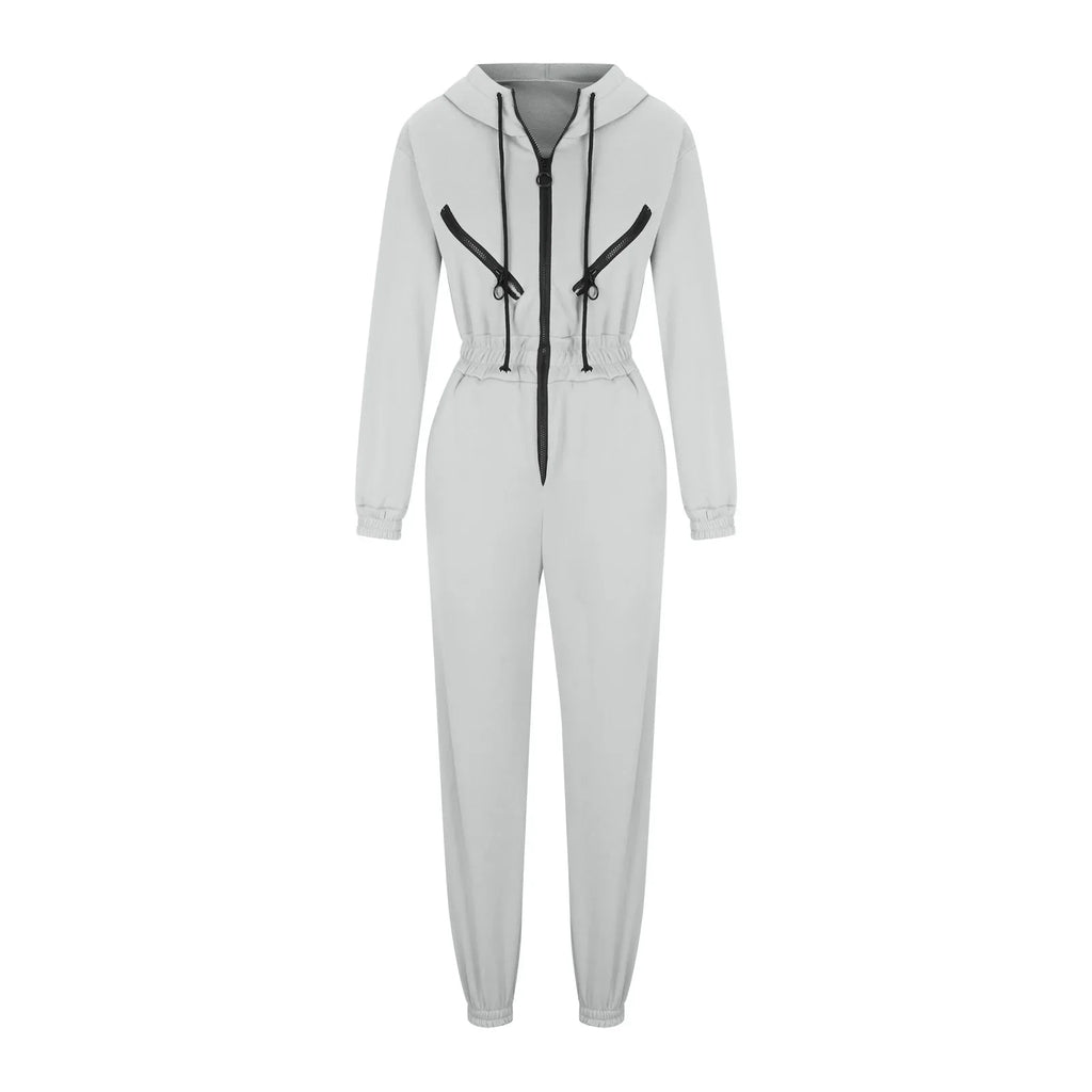 Autumn Women's Monochrome Long-Sleeved Jumpsuit Solid Color Zip-up Sportswear Female Winter Casual Tracksuit Fashionable Hoodies