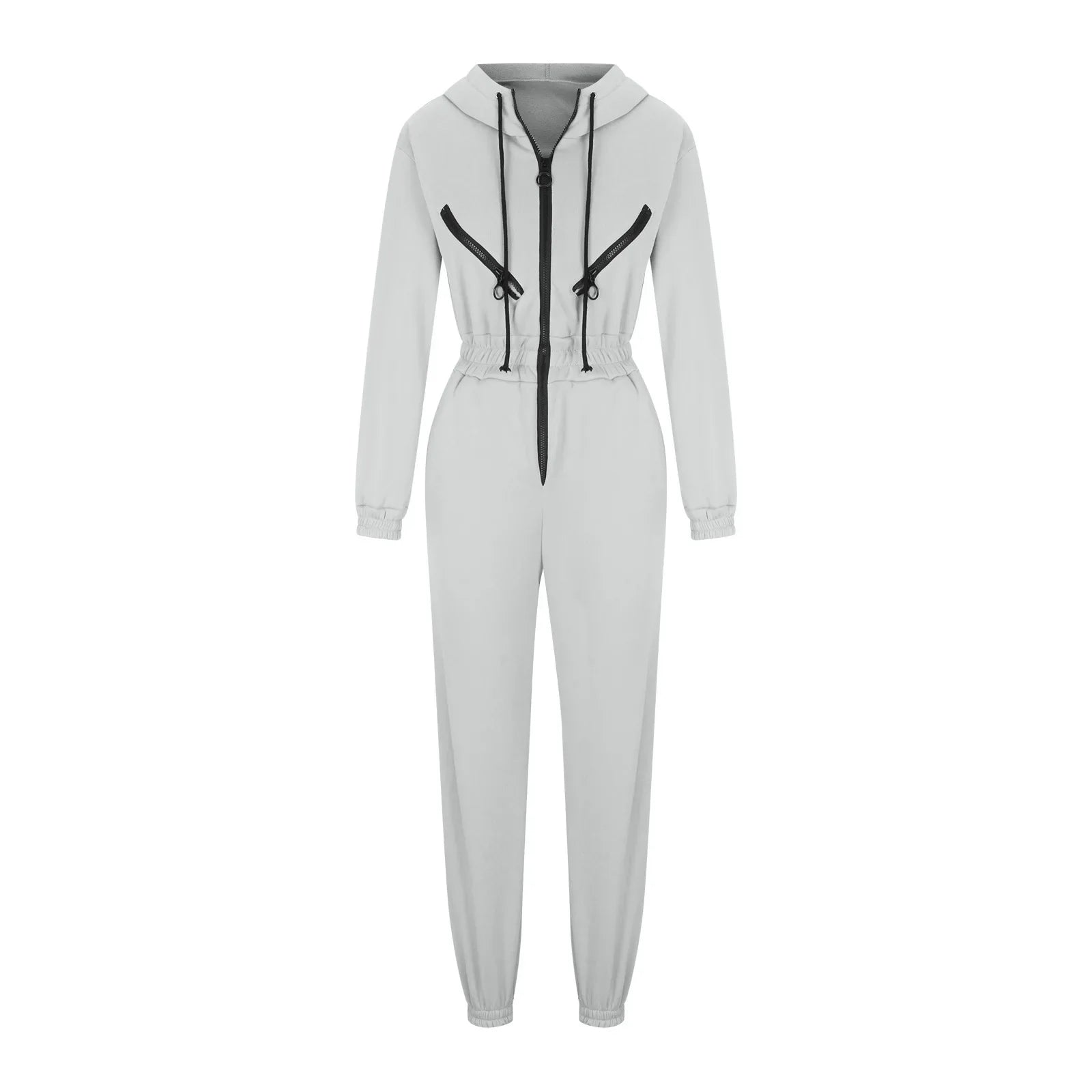 Autumn Women's Monochrome Long-Sleeved Jumpsuit Solid Color Zip-up Sportswear Female Winter Casual Tracksuit Fashionable Hoodies
