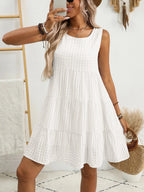 2025 Cross border New Spring and Autumn Fashion Women's Casual Solid Color Lunch Break Hollow Tank Top Dress