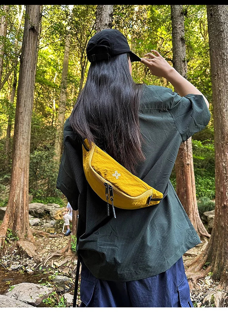 Casual Waterproof Chest Bags Large Capacity Crossbody Bags Korean Fashion Waist Bag Fanny Pack for Women Men's Travel Bag Banana
