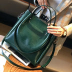 Burminsa Retro Cowhide Genuine Leather Handbags For Women 2025 Luxury Designer Work Tote Shopping Ladies Shoulder Crossbody Bags