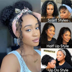 Half Wigs Human Hair Kinky Curly 3 In 1 Human Hair Wig Seamless Flip Over Half Wig Beginner Friendly Curly Wigs for Women