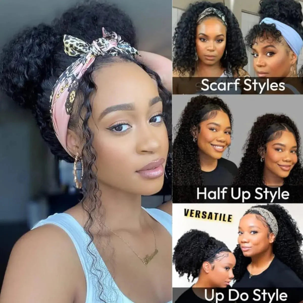Half Wigs Human Hair Kinky Curly 3 In 1 Human Hair Wig Seamless Flip Over Half Wig Beginner Friendly Curly Wigs for Women