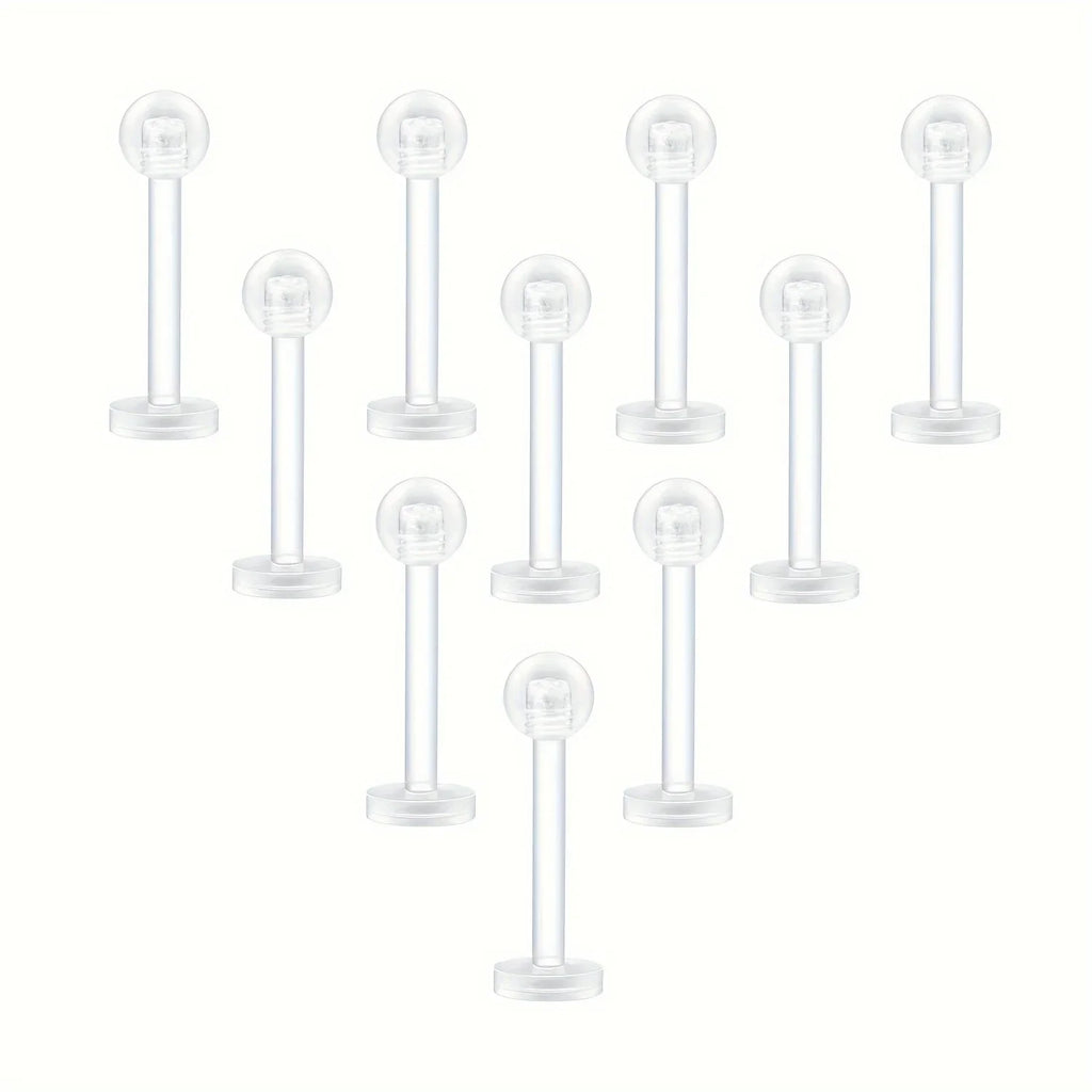 10~20pcs/Set Transparent Acrylic Bioflex Tragus Retainer Lip Studs Ear Helix Earring 6mm 8mm 10mm 12mm Body Piercing Jewelry