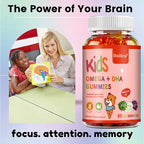 Children's Intelligence Supplement Gummies, Containing Vitamin D, OMEGA + Calcium, Support Attention, Memory, Brain Health