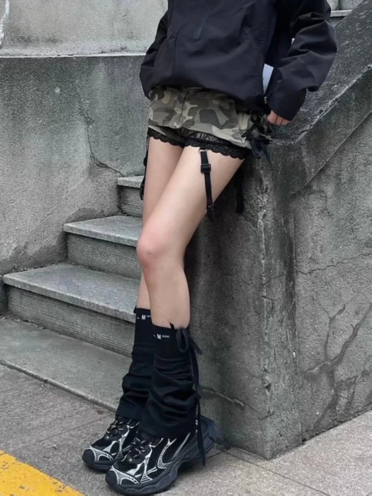 Euphoria American Y2k Mini Skirt With Lace Women Gothic Punk Camouflage Denim Skirt Streetwear Summer Harajuku Retro Spicy Y2k