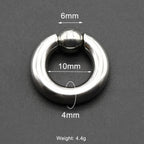 1Pc Large Gauges Stainless Steel CAPTIVE SPRING BEAD RING for Septum Piercing BCR Nose Ring Hoop Expander Earlobe Earrings 00G