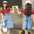 Denim Jumpsuit Rabbit Ears Cute Girl Chic Wide Legs High Waist Loose Korean Japan High Street Solid Jump Suits Women