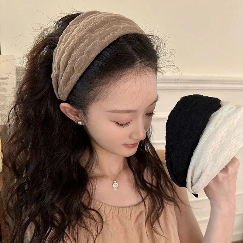 2025 Korea Elegant Chiffon Wide Hairbands Headband Women Girls Gift Scrunchie Hair Head Hoop Band Accessories Headdress Headwear
