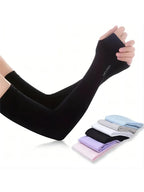 1 Pair Ice Silk Sun Protection Arm Covers Unisex Elbow Cover Outdoor Cycling Running Fishing Driving Cool Anti-UV Arm Sleeves