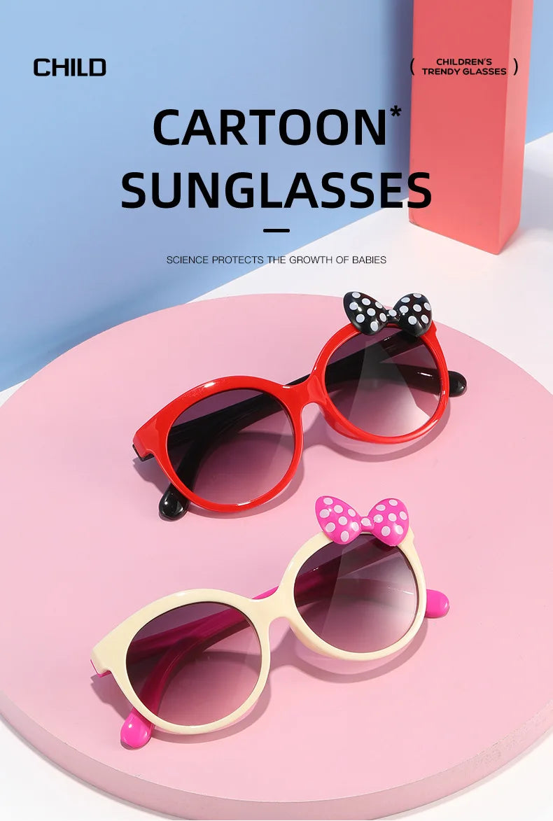 Disney Minnie Mouse Girls Sunglasses Figure Anime Kawaii UV Protection Summer Sunglasses Cute Funny Glasses Toys Birthday Gift