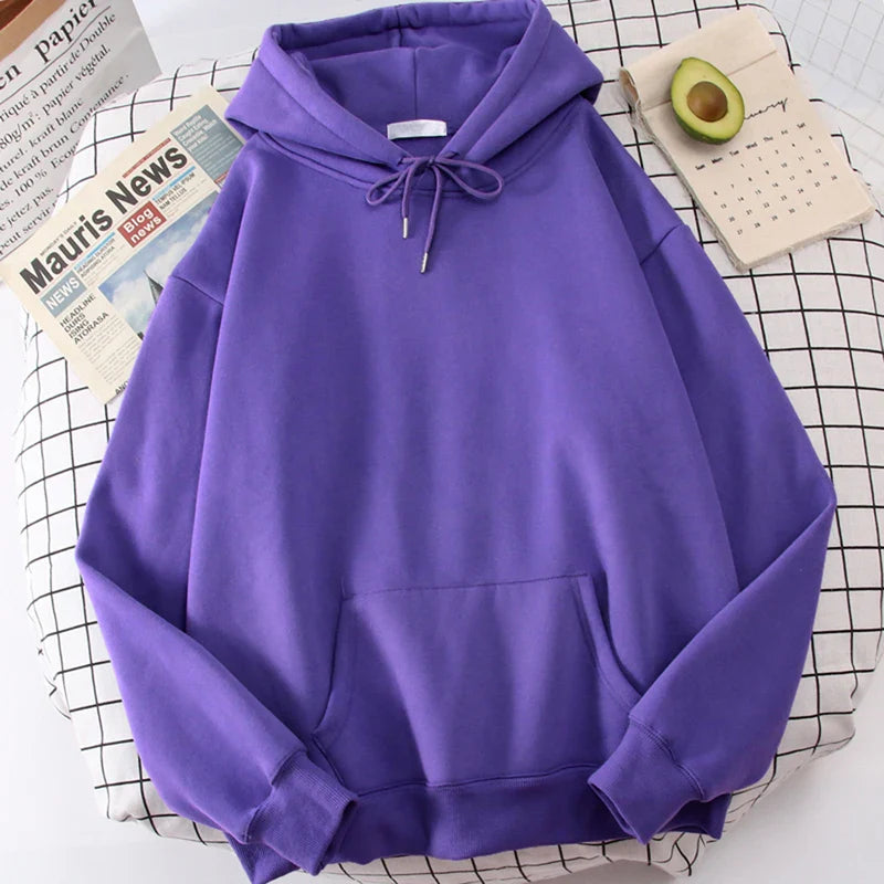 Autumn Casual Women's Solid Hoodie Comfortable Strecth Sweatshirts Loose Pocket Warm Clothes Fashion Street Female Pullovers