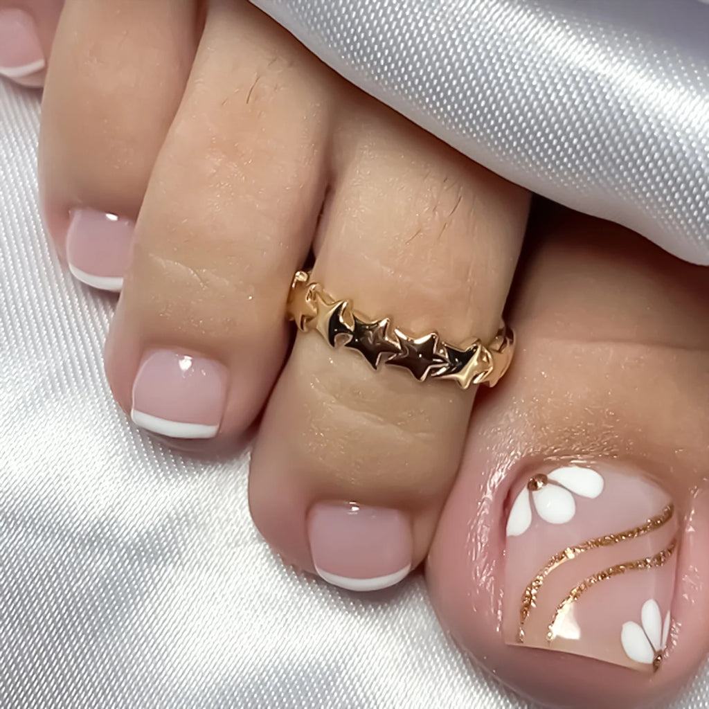 24pcs Black False Toenails Solid Color Glossy Fake Toenails Wearable Full Cover Ins Square Press on Toenail Patch for Girl Women