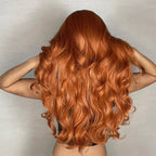 Blonde synthetic wig with straight bangs Ladies Cosplay wig High temperature silk wig set with big waves and long curly hair