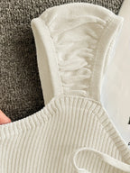 2024 Solid Color Ribbed Knotted Tank Top Casual Round Neck Tank Top For Spring & Summer Women's Clothing Knit Crop Top