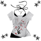 Beautiful Flower pattern Print vest Women Crop top Casual fashion Tops cute Comfortable sexy Female Clothes Sweet Girl Baby Top