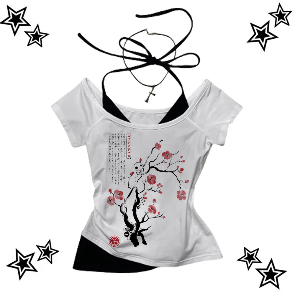 Beautiful Flower pattern Print vest Women Crop top Casual fashion Tops cute Comfortable sexy Female Clothes Sweet Girl Baby Top