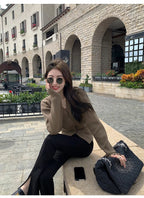 AOSSVIAO Knitted Casual Cardigan 2025 Autumn Winter Elegance Solid Color V-neck Sweater Unique and Niche Slim Fit Tops