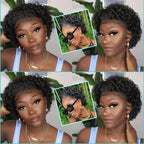 99J Short Curly Lace Front Human Hair Wigs 13X1 Pixie Cut Short Curly Human Hair Wigs Red Water Wave Wigs For Women Human Hair