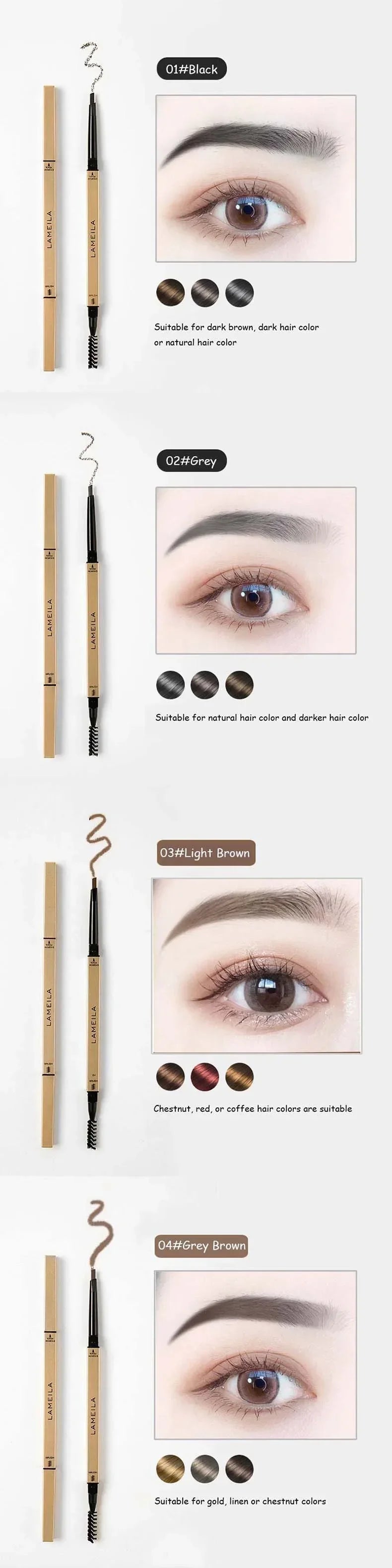 Double Head Eyebrow Pencil with Brush Waterproof Smooth 5 Colors Eye Brow Pen Tint Mascara Enhance Cosmetics Beauty Women Makeup