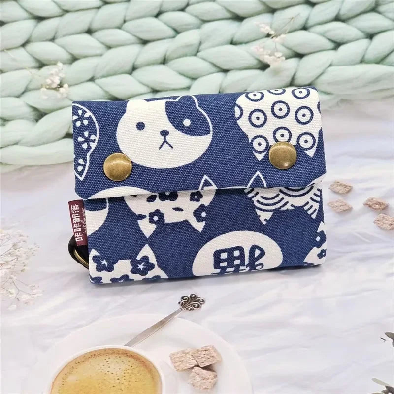 1pcs New Canvas Cartoon Totoro Cat Printed Flower Dog Women Short Wallet Cute Mini Money Key Bag Coin Pocket Purse for Children