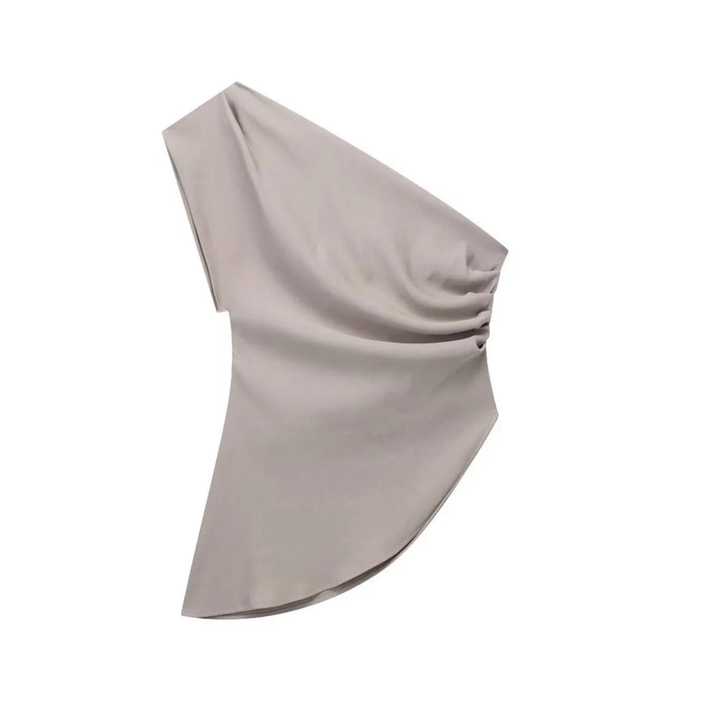 Asymmetric T-shirt New Women's Fashion Trend Spicy Girl Celebrity Temperament Off Shoulder Top